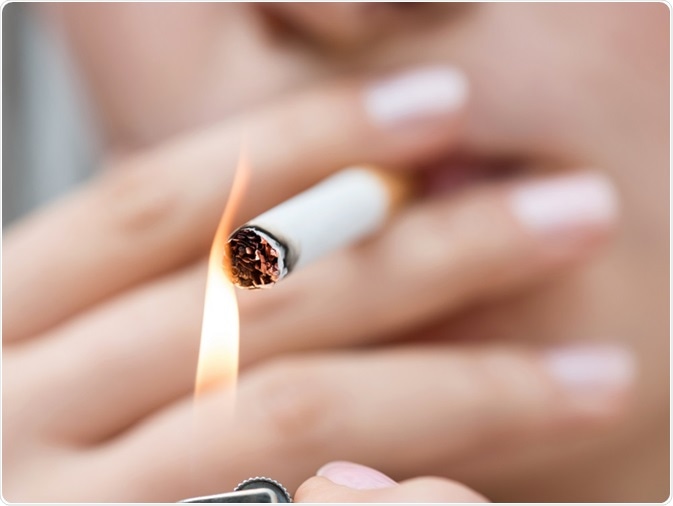 Woman smoking cigarette
