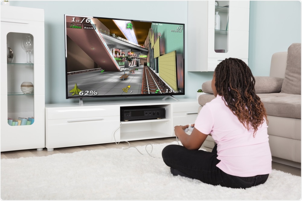 Girl playing video games