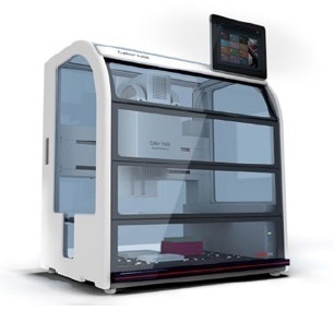 The CyBio® FeliX pipetting station. The two-level deck design of the CyBio® FeliX possesses a small footprint while providing sufficient deck positions for reagents and lab ware consumables. Users may customize the instrument configuration to meet their specific needs.