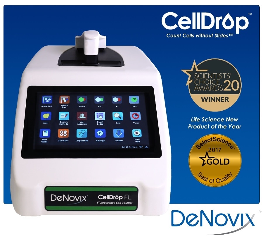 DeNovix CellDrop automated cell counter receives second major accolade of 2020 DeNovix CellDrop automated cell counter receives second major accolade of 2020