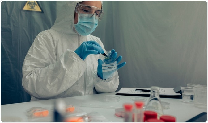 Scientists analyzing fomites