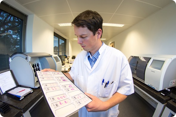 Lab technician tissue slides