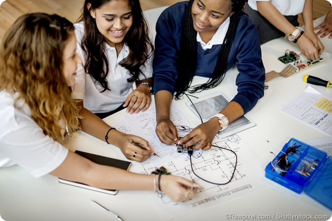 girl students electronics