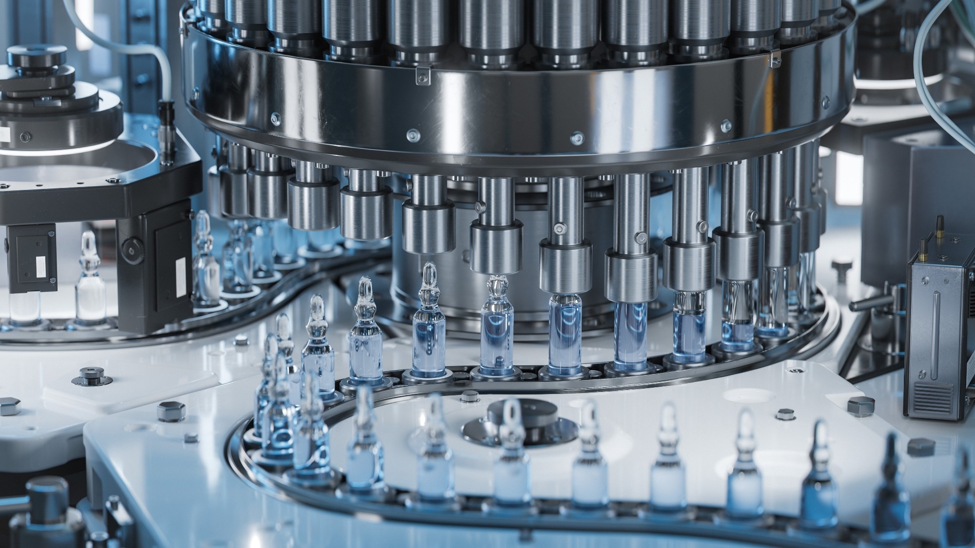 Medical Ampoule Production Line at Modern Modern Pharmaceutical Factory.