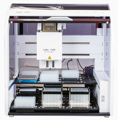 Analytik Jena CyBio FeliX hardware configuration and decks equipped for extraction applications