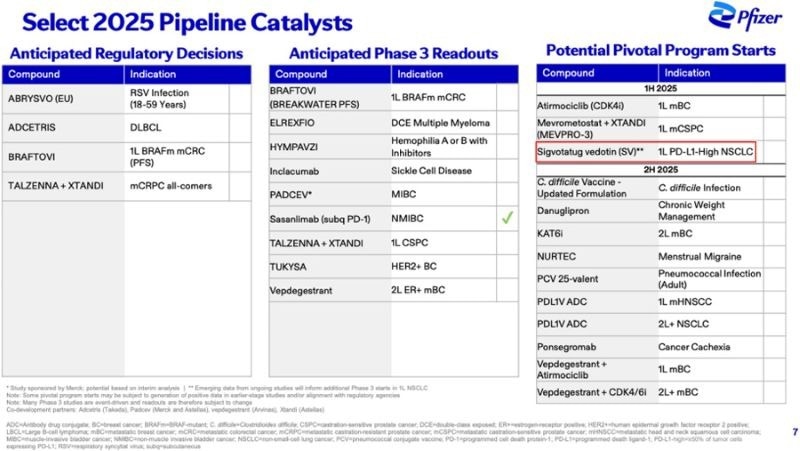 Pfizer top pipeline catalysts in 2025 include Sigvotatug Vedotin