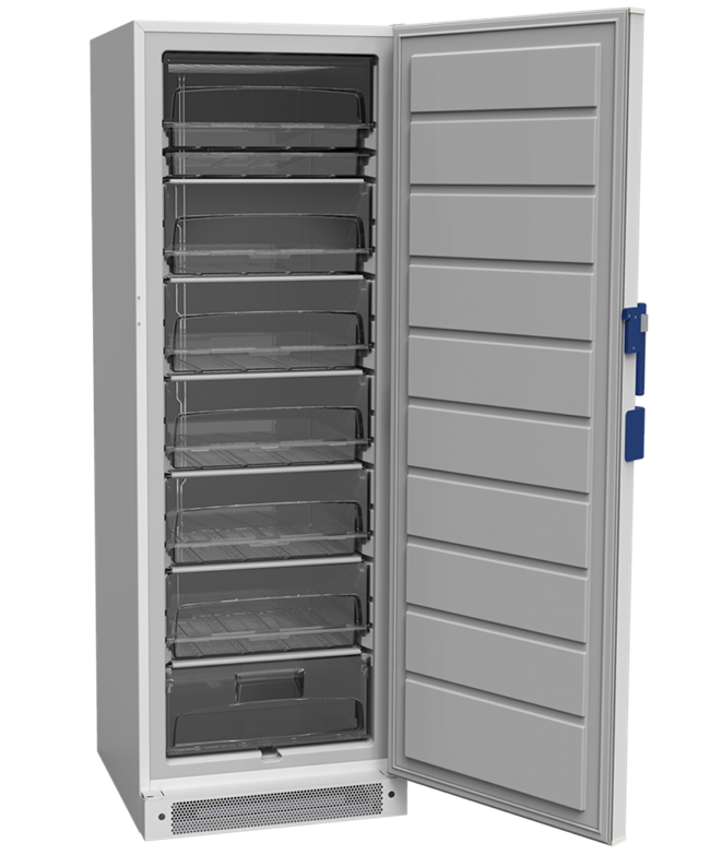 F290 medical-grade laboratory freezer with remote monitoring capabilities